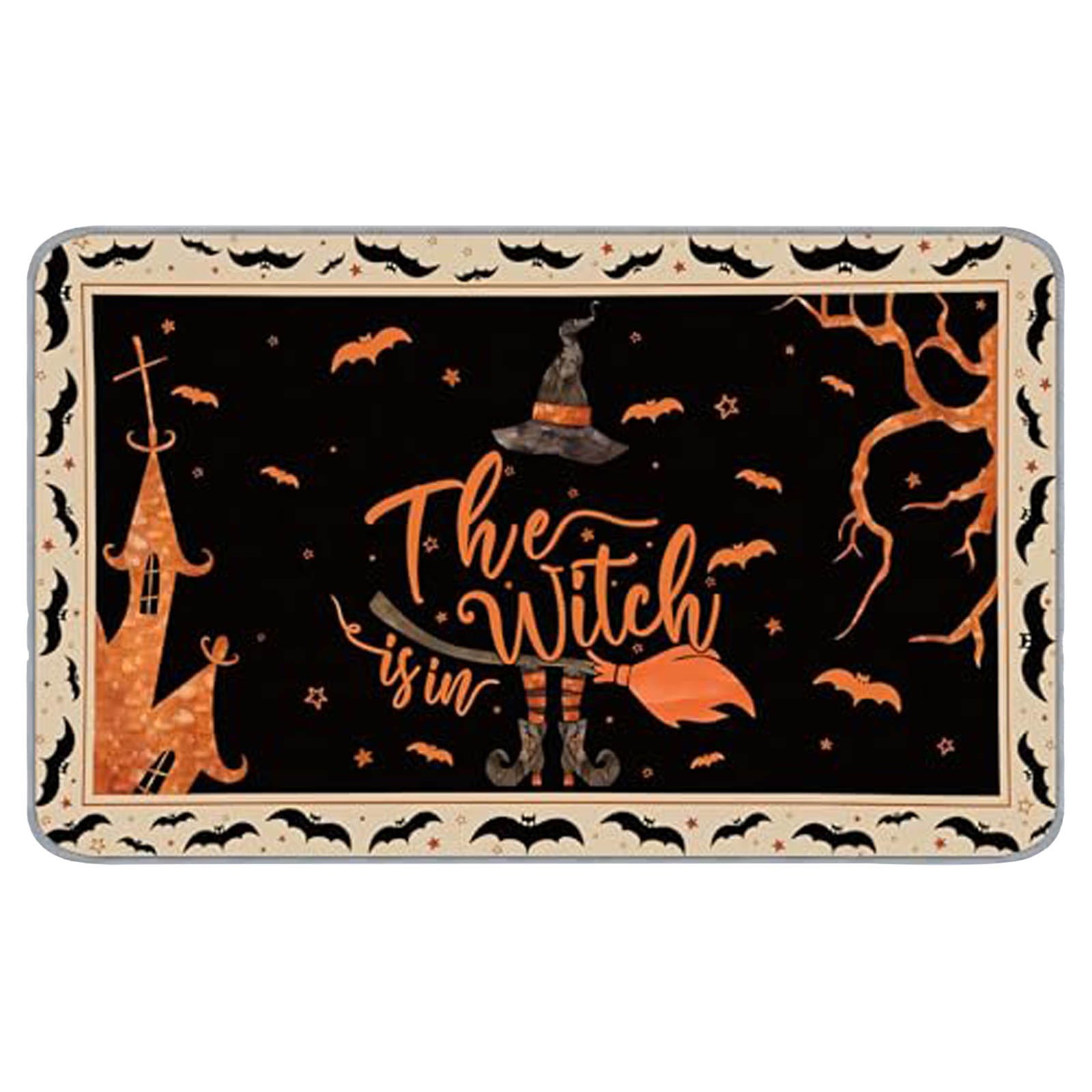 ASEIDFNSA Halloween Decorative Doormat Outdoor Non Slip Bathroom Rug Living Room Carpet for Halloween Decoration Indoors Outdoors Bath Mat for Bathroom Floor, Tub and Shower Black